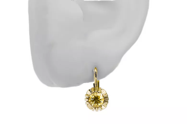 Серьги Желтый перидот 14-кв Желтое золото Винтаж изделия vec027y